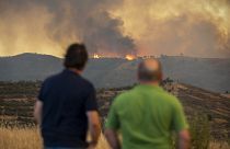 Wildfires advance in Almonaster la Real in Huelva, Spain.