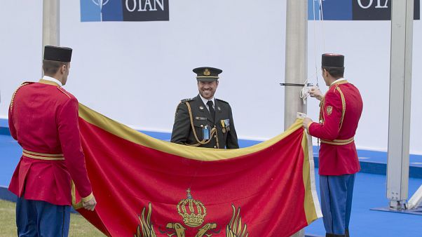 Флаг Черногории в штаб-квартире НАТО в Брюсселе Флаг Черногории в штаб-квартире НАТО в Брюсселе