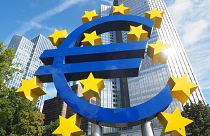 A sculpture representing the euro area.