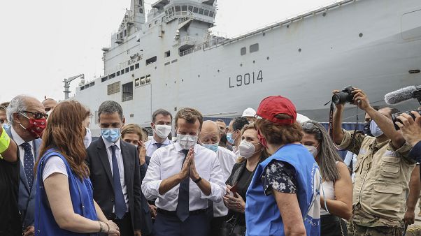 Emmanuel Macron dans le port de Beyrouth Emmanuel Macron dans le port de Beyrouth