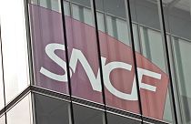 FILE: the Logo of France's national state-owned railway company SNCF is pictured in Saint Denis, outside Paris, Sept. 13, 2017.