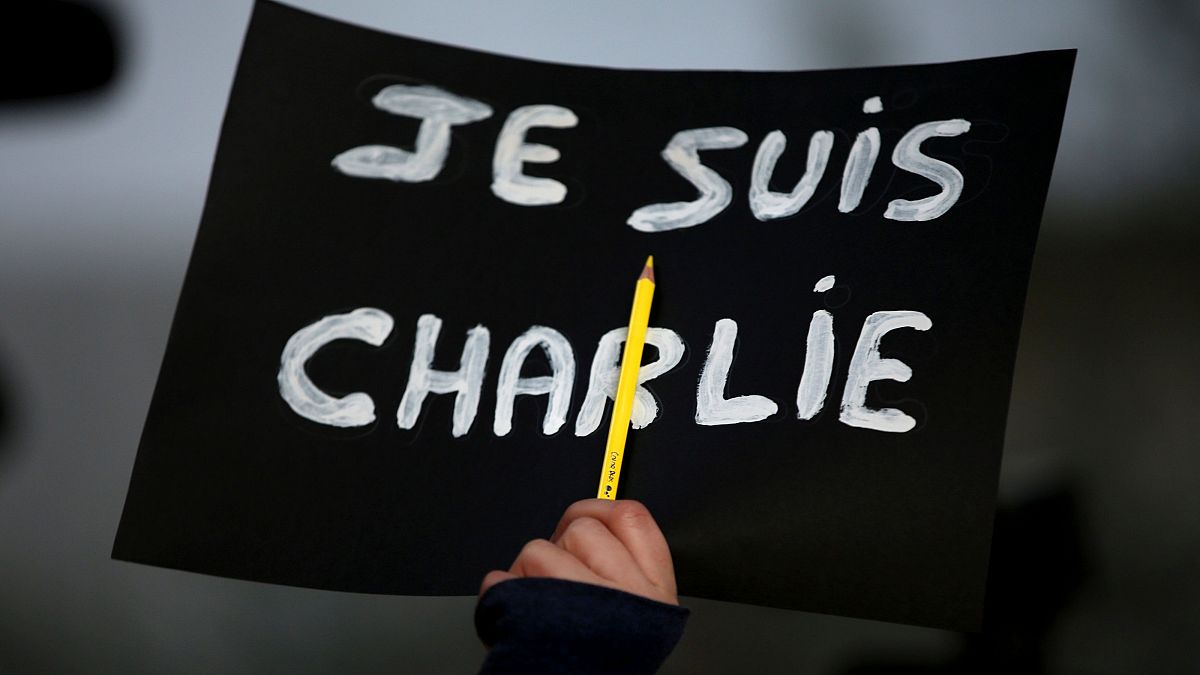 A sign of solidarity following the terror attacks on Charlie Hebdo reading "I am Charlie".