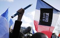تصویری از تظاهرات در حمایت از آزادی بیان،‌ پس از حمله به دفتر شارلی ابدو،‌ ۲۰۱۵ پاریس