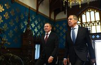 Russian Foreign Minister Sergei Lavrov meets with his Belarusian counterpart Vladimir Makei in Moscow