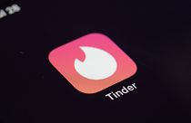 The icon for the Tinder dating app on a device in New York.