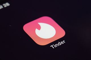 The icon for the Tinder dating app on a device in New York. 