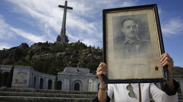 Οπαδός του Φράνκο κρατά το πορτρέτο του δικτάτορα Οπαδός του Φράνκο κρατά το πορτρέτο του δικτάτορα