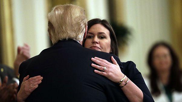 White House former press secretary Sarah Sanders and President Donald Trump White House former press secretary Sarah Sanders and President Donald Trump