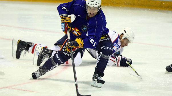 Jokeri player Jan-Mikael Juutilainen (front) in action during the European Trophy 2010 Hockey match Jokerit vs Adler Mannheim in Vantaa, on August 11, 2010 Jokeri player Jan-Mikael Juutilainen (front) in action during the European Trophy 2010 Hockey match Jokerit vs Adler Mannheim in Vantaa, on August 11, 2010