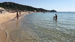 Chia beach, on the Italian island of Sardinia, Italy
