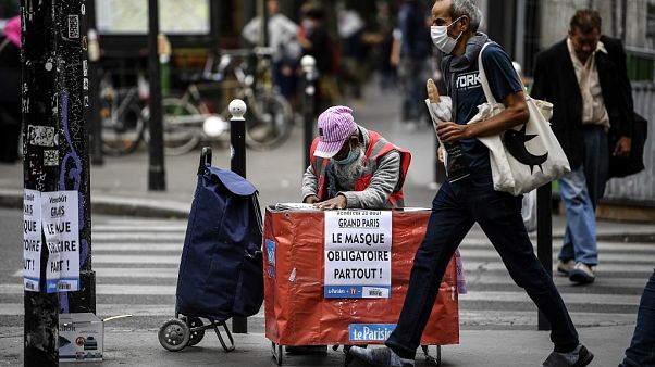 An announcement on the mandatory use of face masks on the streets of Paris on September 1, 2020.