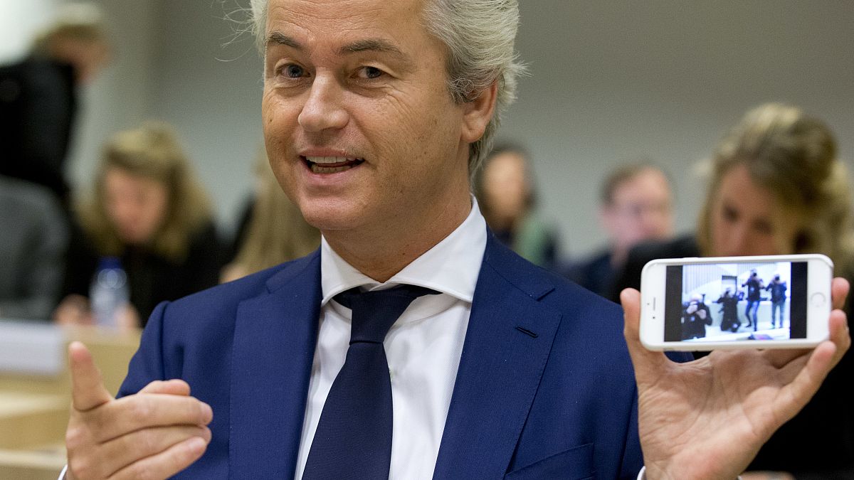 Populist anti-Islam lawmaker Geert Wilders at his hate-speech trial in March 2016. 