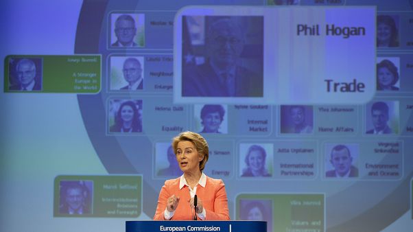 A year ago: European Commission President Ursula von der Leyen announces Ireland's Phil Hogan as candidate for EU Trade Commissioner in Brussels, Sept. 10, 2019. A year ago: European Commission President Ursula von der Leyen announces Ireland's Phil Hogan as candidate for EU Trade Commissioner in Brussels, Sept. 10, 2019.