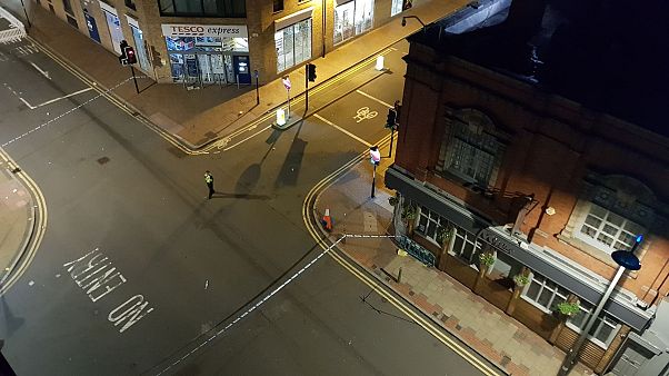 A police cordon is established in Birmingham city centre after multiple stabbings. September 6, 2020.