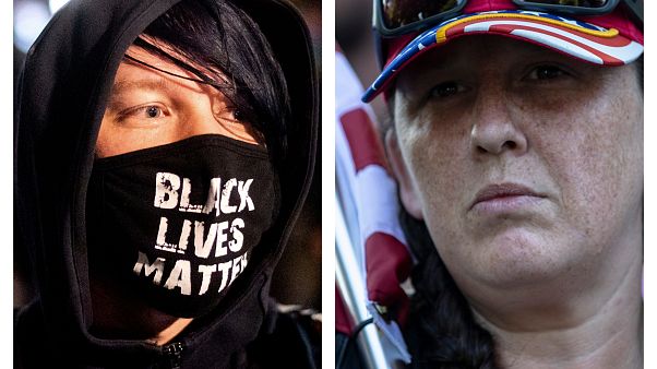 Manifestanti dei Black Lives Matter e dei nazionalisti patriottici Manifestanti dei Black Lives Matter e dei nazionalisti patriottici