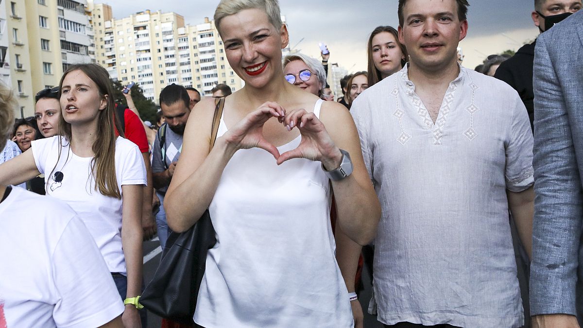 Maria Kolesnikova durante una manifestazione a Minsk il 30 agosto scorso