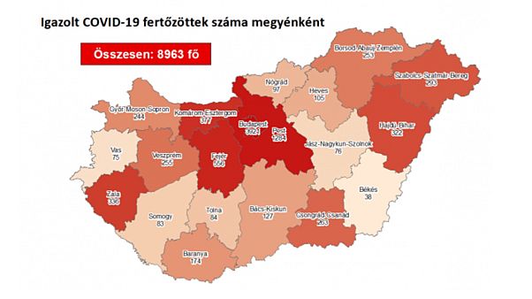 A koronavírus-fertőzöttek száma megyei bontásban, 2020. szeptember 7-én A koronavírus-fertőzöttek száma megyei bontásban, 2020. szeptember 7-én