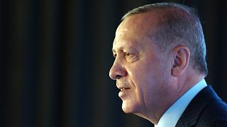 Turkey's President Recep Tayyip Erdogan speaks at a hospital's opening ceremony, in Istanbul, Saturday, Sept. 5, 2020
