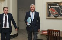 Archives : les négociateurs britannique, David Frost, et européen, Michel Barnier, à Bruxelles le 21 août 2020
