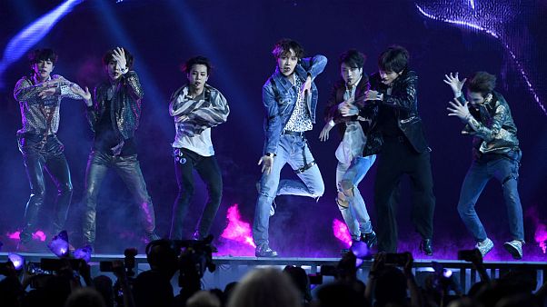 BTS performs "Fake Love" , “Dynamite” was the group’s first all-English song BTS performs "Fake Love" , “Dynamite” was the group’s first all-English song
