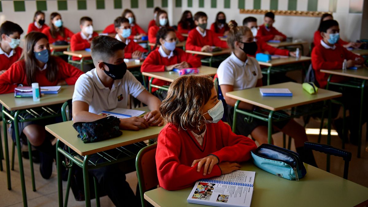 Des élèves dans une école de Pamplune le 7 septembre 2020