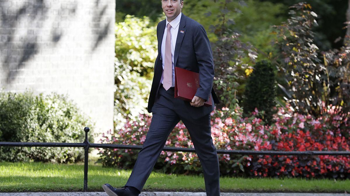 Britain's Health Secretary Matt Hancock arrives in Downing Street in London, Wednesday, Sept. 2, 2020. Britain's parliament returned Tuesday after the summer break. 