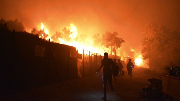 Brand im Lager Moria auf Lesbos Brand im Lager Moria auf Lesbos