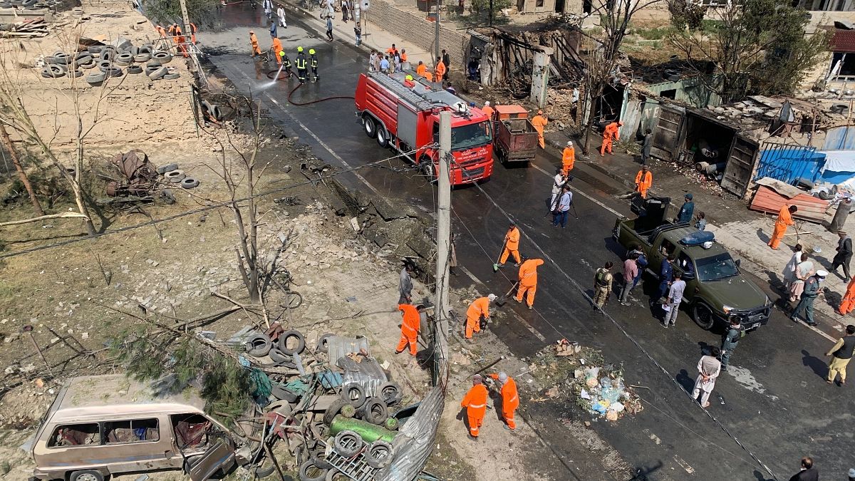 مكان التفجير الذي استهدف موكب أمر الله صالح، نائب الرئيس الأفغاني