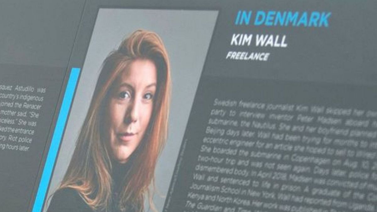 A photo of Kim Wall during a memorial event for journalists killed in 2017 in Washington DC.