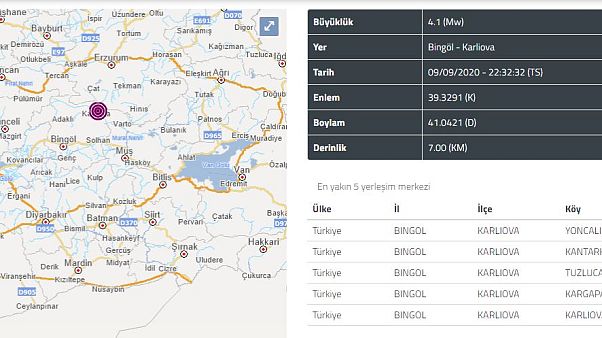 Bingöl'de 4,1 büyüklüğünde deprem meydana geldi Bingöl'de 4,1 büyüklüğünde deprem meydana geldi