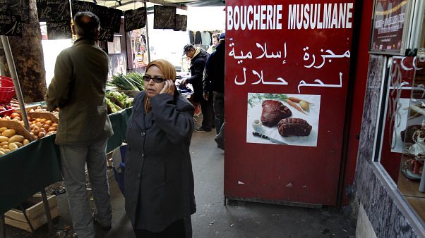 Muslimische Fleischerei in Frankreich. Muslimische Fleischerei in Frankreich.