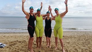 The first ever all-female relay team to swim a medley relay across the English Channel