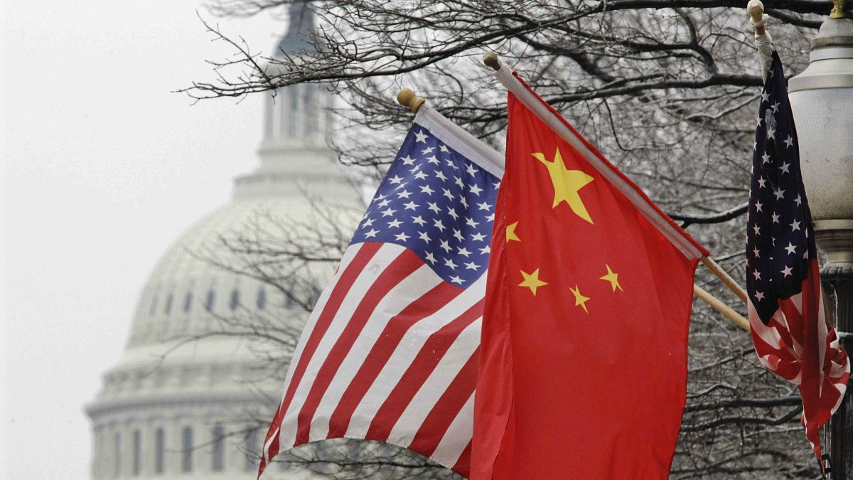 ABD ve Çin bayrakları, Washington (arşiv) 