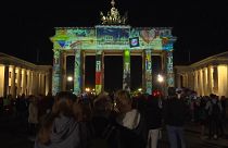 Berlin buildings, art lit up at Festival of Lights