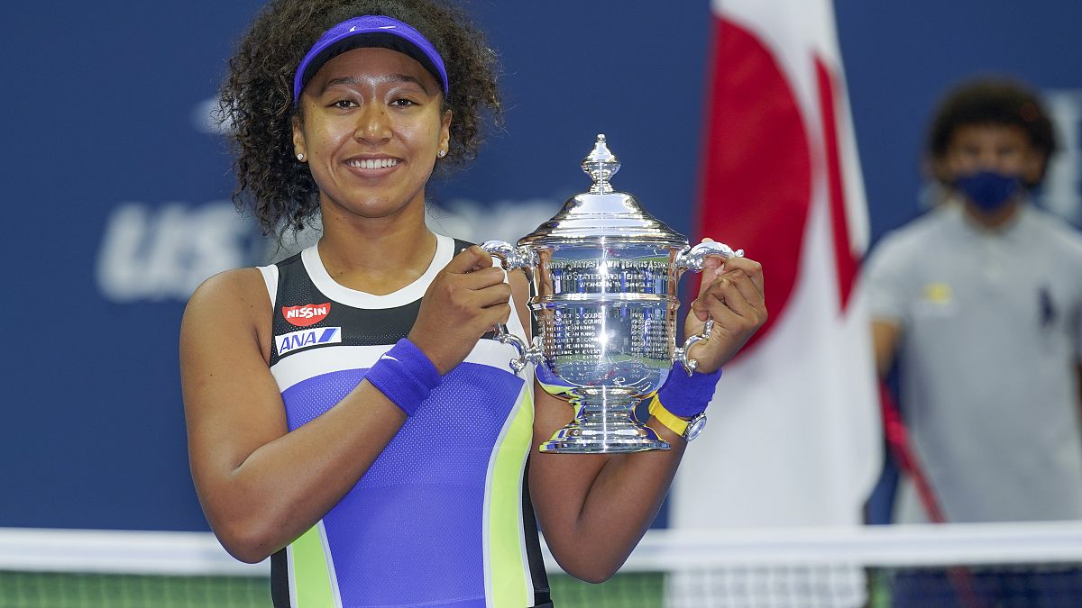 Naomi Osaka, of Japan, after winning the US Open tennis championships, Saturday, Sept. 12, 2020, in New York.