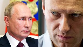 Russian President Vladimir Putin (L) and prominent Kremlin critic Alexei Navalny (R)