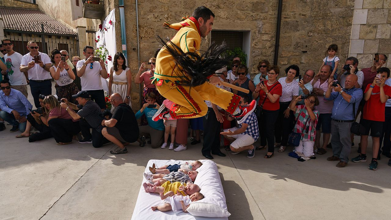 'El Salto del Colacho' (The Devil's Jump) baby jumping festival, in Castrillo de Murcia 'El Salto del Colacho' (The Devil's Jump) baby jumping festival, in Castrillo de Murcia