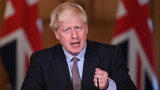 Britain's Prime Minister Boris Johnson speaks during a virtual press conference at Downing Street in central London on September 9, 2020.