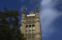The Victoria Tower stands in Westminster, in London, Thursday, Sept. 10, 2020.