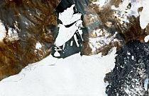 Sentinel 2 image taken on August 27 showing disintegration of the Spalte Glacier