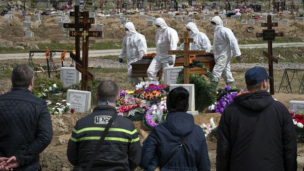 Covid19-ben elhunyt ember temetése a Szentpétervár melletti Kolpinóban Covid19-ben elhunyt ember temetése a Szentpétervár melletti Kolpinóban