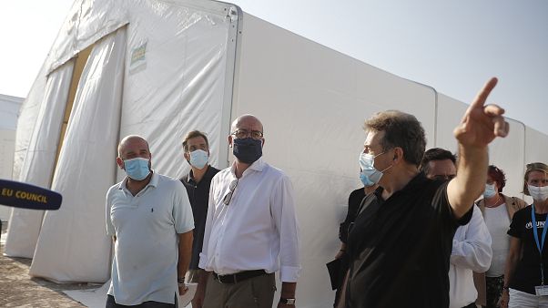 Σαρλ Μισέλ και Μιχάλης Χρυσοχΐδης στην Λέσβο Σαρλ Μισέλ και Μιχάλης Χρυσοχΐδης στην Λέσβο