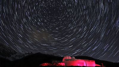 Stars around the north celestial pole above the Astronomical Observatory of the Valle d'Aosta Autonomous Region.