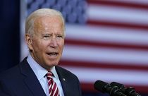Democratic presidential candidate former Vice President Joe Biden speaks at a meeting in in Tampa, Florida, September 15, 2020.