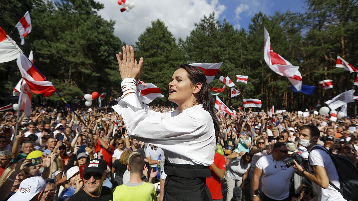 Светлана Тихановская на предвыборном митинге в Бресте 2 августа 2020