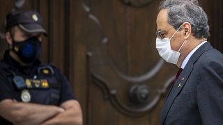 El presidente autonómico de Cataluña, Quim Torra, a la entrada del Tribunal Supremo