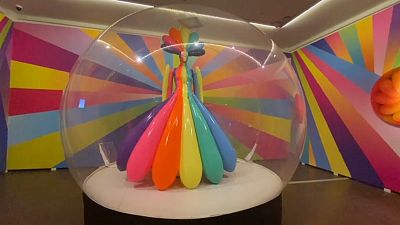 Latex suit with inflatable elements in rainbow colours,  Sasha Frolova 2020