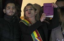 ARCHIVO - La expresidenta interina de Bolivia Jeanine Áñez, 12/11/2019