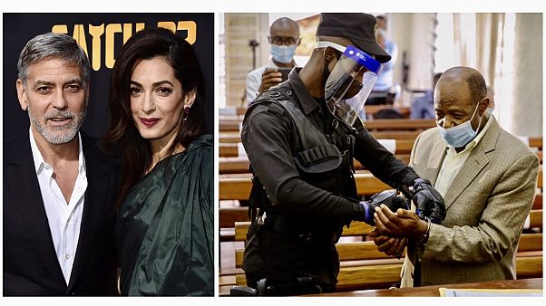 George Clooney és felesége, Amal Clooney nemzetközi jogász / Paul Rusesabagina a bíróságon George Clooney és felesége, Amal Clooney nemzetközi jogász / Paul Rusesabagina a bíróságon