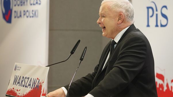 The leader of PiS Party (Law and Justice) Jaroslaw Kaczynski speaks during a campaign convention in Warsaw The leader of PiS Party (Law and Justice) Jaroslaw Kaczynski speaks during a campaign convention in Warsaw